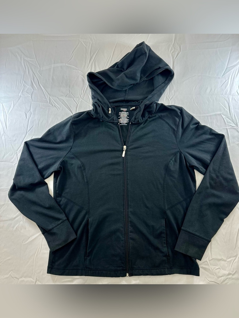 Danskin Now Black Womens Hooded Zip-Up Performance Jacket
